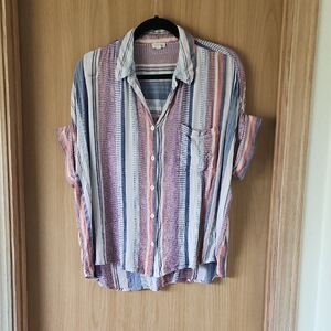 En Creme Multicolor Striped Button Down Shirt